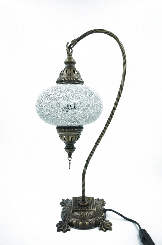 Mosaiklampe Schwanenhals, weiß, groß