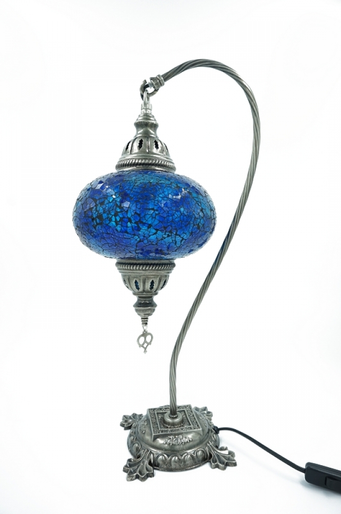 Mosaiklampe Schwanenhals, blau, groß