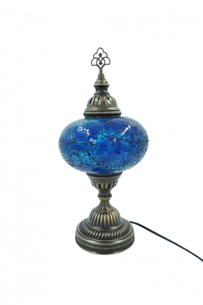 Mosaik Tischlampe, blau, groß