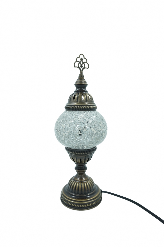 Mosaik Tischlampe, weiß, mittelgroß