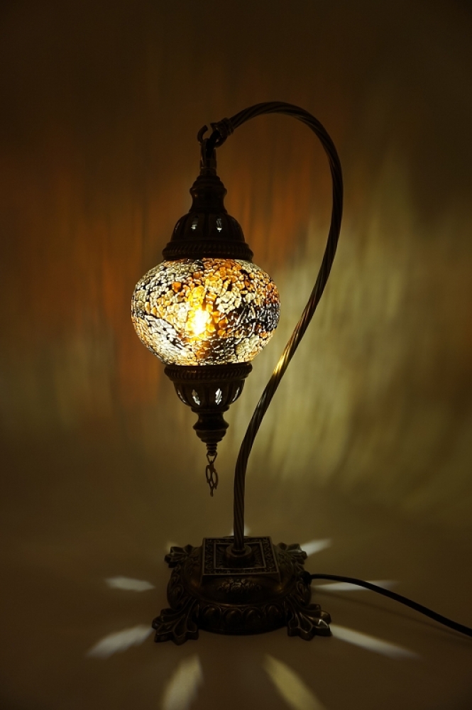 Mosaiklampe Schwanenhals, bernstein, mittelgroß