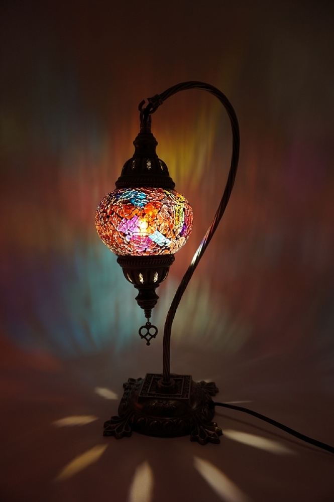 Mosaiklampe Schwanenhals, bunt, mittelgroß