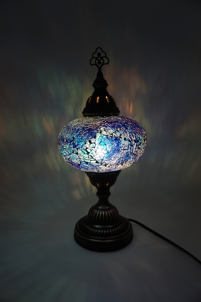 Mosaik Tischlampe, blau, groß