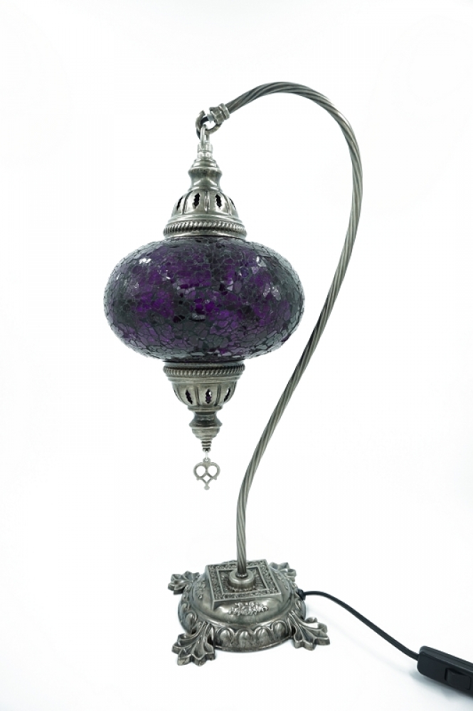 Mosaiklampe Schwanenhals, lila, groß