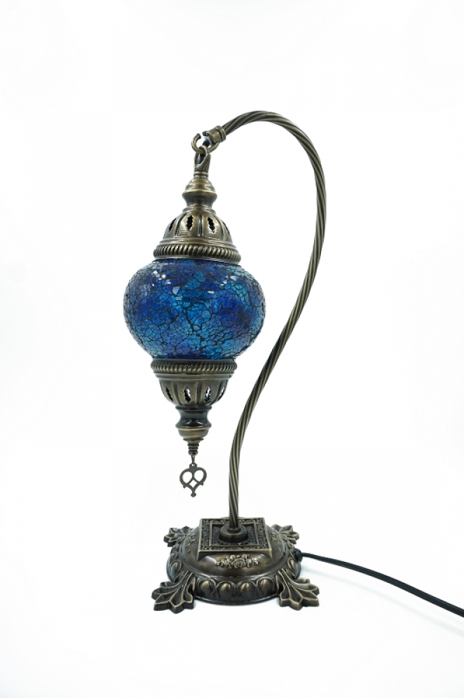 Mosaiklampe Schwanenhals, blau, mittelgroß