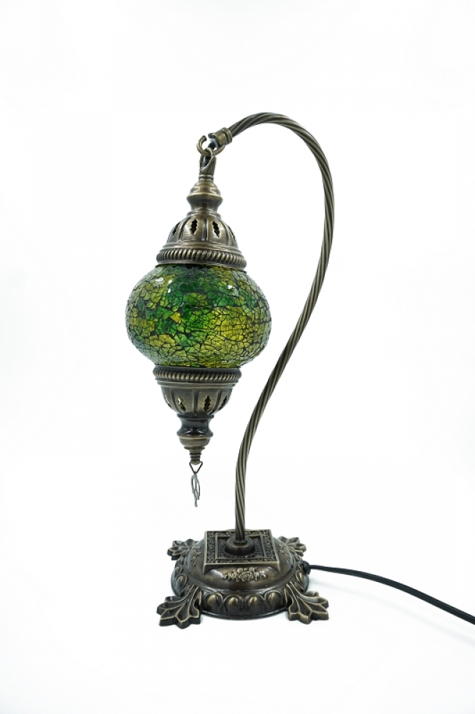 Mosaiklampe Schwanenhals grün, mittelgroß