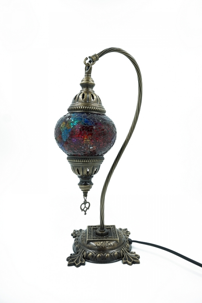 Mosaiklampe Schwanenhals, bunt, mittelgroß