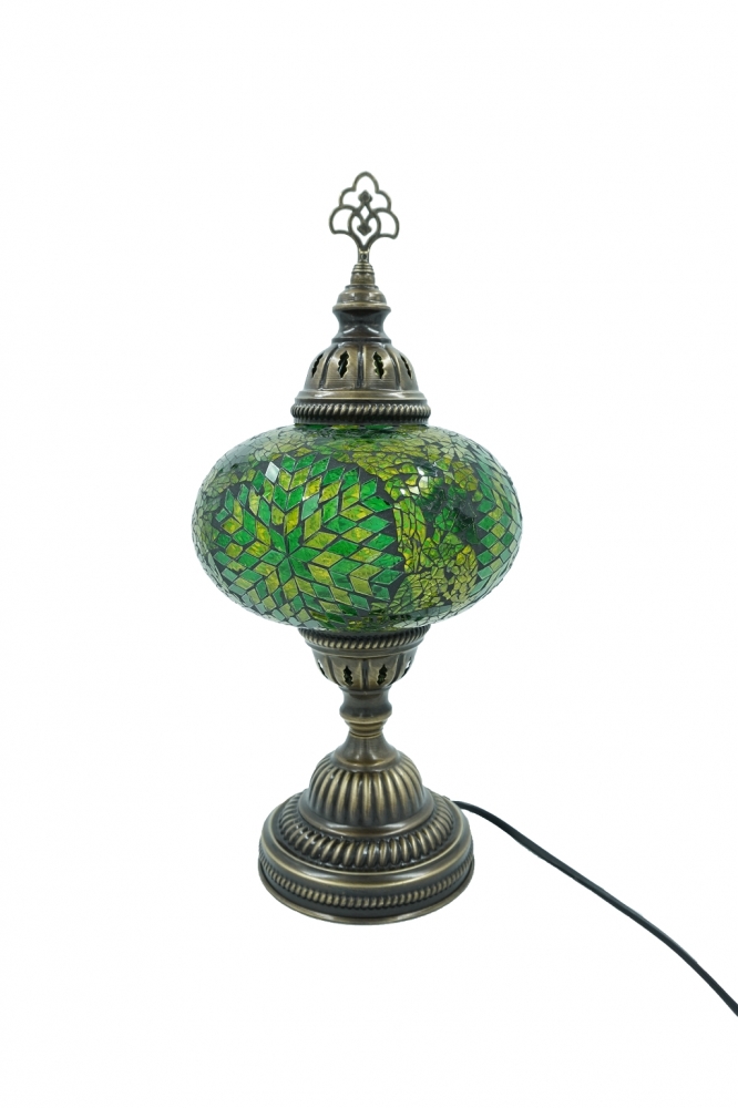 Tischlampe, grün, Blumenmuster, groß