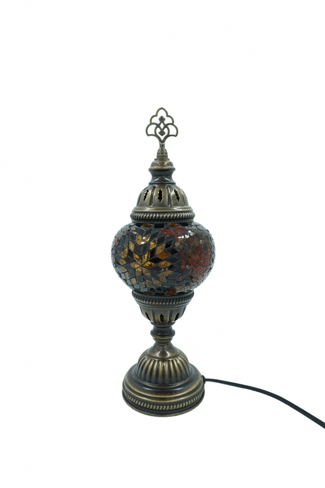 Mosaik Tischlampe, bernstein, Blumenmuster, mittelgroß