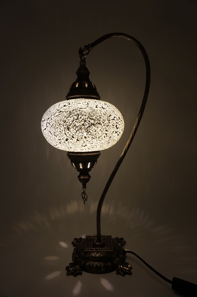 Mosaiklampe Schwanenhals, weiß, groß