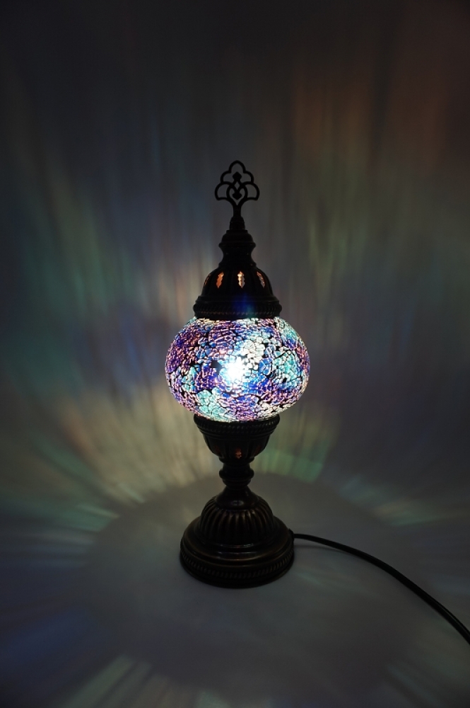 Mosaik Tischlampe, blau, mittelgroß